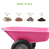 Heavy Duty 2-Wheel Multipurpose Rust Proof Wheelbarrow - Pink