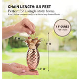 8.5 Ft. Copper Pineapple Rain Chain Gutter Downspout - Basin Not Included