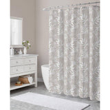 72-inch Polyester Fabric Shower Curtain with Taupe Gray White Leaves Pattern