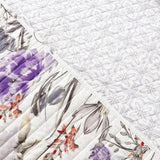 Full/Queen Size Lightweight Purple Grey White Floral Quilt Set