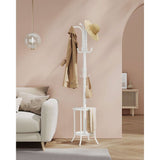 Heavy Duty White Metal Coat Rack with Umbrella Holder