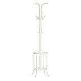 Heavy Duty White Metal Coat Rack with Umbrella Holder