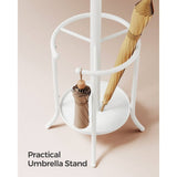 Heavy Duty White Metal Coat Rack with Umbrella Holder