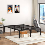 Queen 18-inch Rounded Edge Corners Metal Bed Frame with Under-bed Storage Space