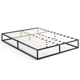 Queen size 10-inch Low Profile Modern Metal Wood Slat Platform Bed Frame