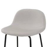 Set of 2 - Modern Low Back Barstool with Black Metal Frame and Beige Linen Seat