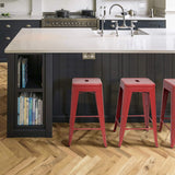 Set of 4 - 24-in. Indoor/Outdoor Backless Stacking Red Metal Barstools