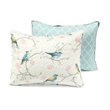 Full/Queen Reversible Lightweight Polyester Floral Birds 3 Piece Quilt Set