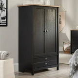 Bedroom Armoire Cabinet with Bottom Storage Drawer in Black Oak Wood Finish