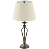 Traditional Bronze Metal Finish Table Lamp with Beige Linen Shade