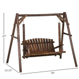 FarmHouse Log A-Frame 2-Seat Wooden Swing Bench