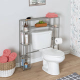 Over the Toilet Freestanding Bathroom Shelving Unit Shelf in Silver Metal Finish