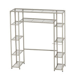 Over the Toilet Freestanding Bathroom Shelving Unit Shelf in Silver Metal Finish