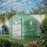 7 ft x 4.7 ft Oudoor Greenhouse with Steel Frame and Green PE Cover