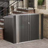 Outdoor Black Galvanized Steel Trash Can Storage Shed - Holds 2 Garbage Bins