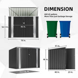 Outdoor Black Galvanized Steel Trash Can Storage Shed - Holds 2 Garbage Bins