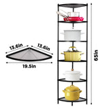 65-inch Freestanding Heavy Duty Corner Pot Rack 6-Tier Kitchen Shelf