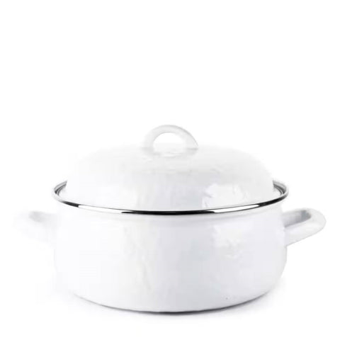 4-Quart White Porcelain-Coated Steel Dutch Oven w/ Lid and Stainless Steel Trim