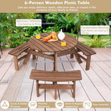 Solid Cedar Wood Outdoor Picnic Table with 3 Benches Patio Garden Dining Set