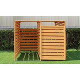 Outdoor Solid Wood Garbage Can Recycle Bin Storage Shed - Holds 2 Trash Bins