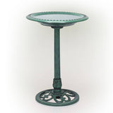 Outdoor Garden Bird Bath Bowl with Stand in Green Bronze Finish