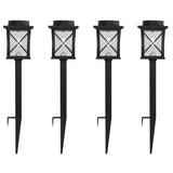 4-Pack - Black Solar LED Light Set - Outdoor Path Yard Lighting