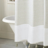 72-inch Taupe Tan and White Stripes Cotton Shower Curtain