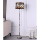 Animal Print Floor Lamp with Tiger Stripe Faux Suede Drum Shade