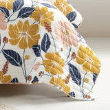 Twin/Twin XL Orange Yellow Pink Navy Blue Floral Flowers Lightweight Quilt Set