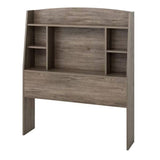 Twin size Modern Bookcase Headboard in Grey Brown Wood Finish