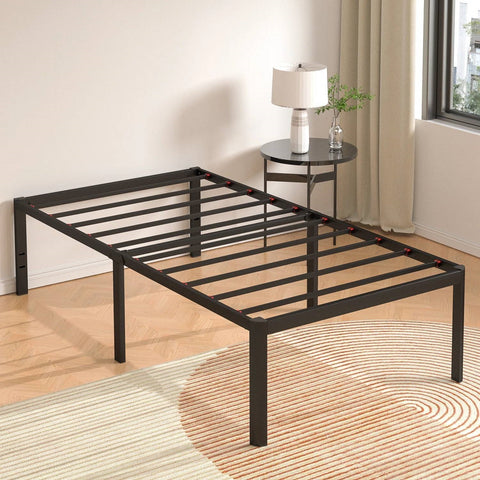 Twin 18-inch Rounded Edge Corners Metal Bed Frame with Under-bed Storage Space