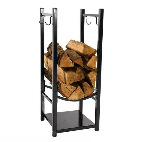 Black Indoor/Outdoor 32-inch Firewood Log Rack