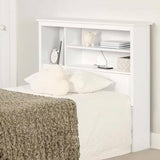 Twin size Modern Scandinavian Style Bookcase Headboard in White Wood Finish