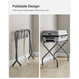 Set of 2 - Sturdy Grey Metal Folding Luggage Rack