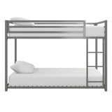 Twin over Twin size Modern Low Height Silver Grey Metal Bunk Bed