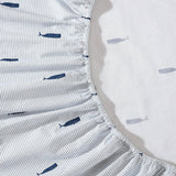 Twin size Coastal Beach 100-Percent Cotton Navy Blue White Stripe Sheet Set