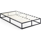 Twin size 10-inch Low Profile Modern Metal Wood Slat Platform Bed Frame