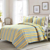 King Size Lightweight Peacocks Polyester Quilt Set Yellow Blue