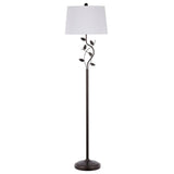 Vine Leaves Floor Lamp in Bronze Finish with White Shade