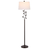 Vine Leaves Floor Lamp in Bronze Finish with White Shade