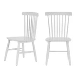 Set of 2  Classic Spindle Back White Solid Wood Dining Chair