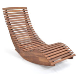 Outdoor Ergonomic Patio Wooden Rocking Chair Lounger - 360 lbs Max Weight