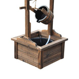 Outdoor Garden Solid Wood Wishing Well Water Fountain with Bucket and Pump