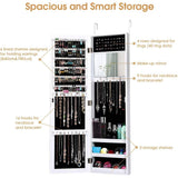 2-in-1 Wall or Door Mounted Jewelry Organizer Full Length Mirror in White