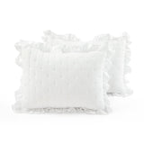 Full/Queen Lightweight White Ruffle Reversible Oversized 3 Piece Quilt Set