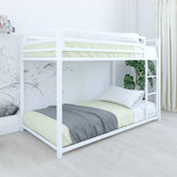 Twin over Twin size Modern Low Height White Metal Bunk Bed