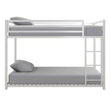 Twin over Twin size Modern Low Height White Metal Bunk Bed