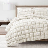 Twin/XL Soft Lightweight Puff Textured 2-Piece Comforter Set in Off White