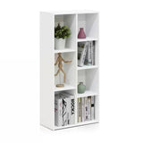 Modern 42-inch High Bookcase with 7 Open Shelves in White Wood Finish