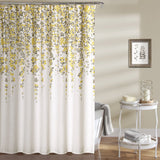 72-inch Off-White Beige Cream Yellow Grey Floral Vines Flowers Shower Curtain